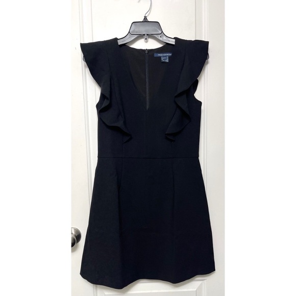 New French Connection Whisper Ruffle Minidress in Black Size 8 - Picture 4 of 8